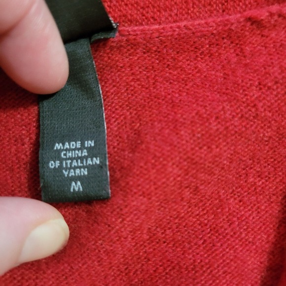 Eileen Fisher Sweater Top Womens Medium Red Merino Wool Holiday Basic Casual - Picture 6 of 12